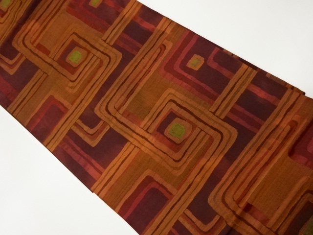 リサイクル　幾何学模様織出し名古屋帯